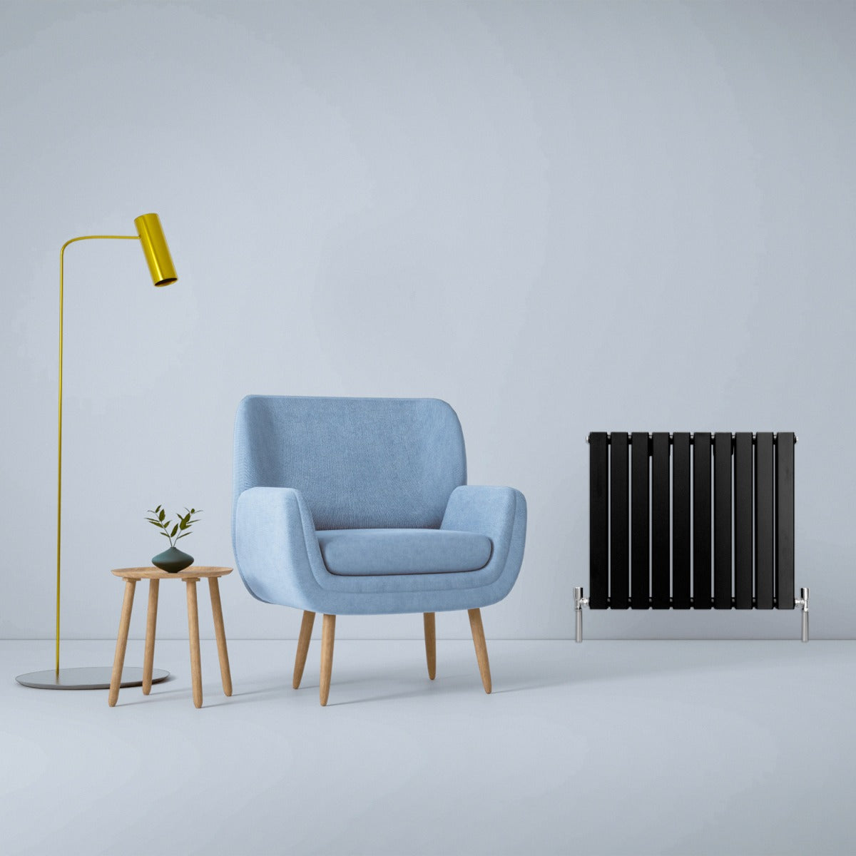 Radiatore Termosifone Termoarredo Design Piatto Pannello Elementi Nero Opaco