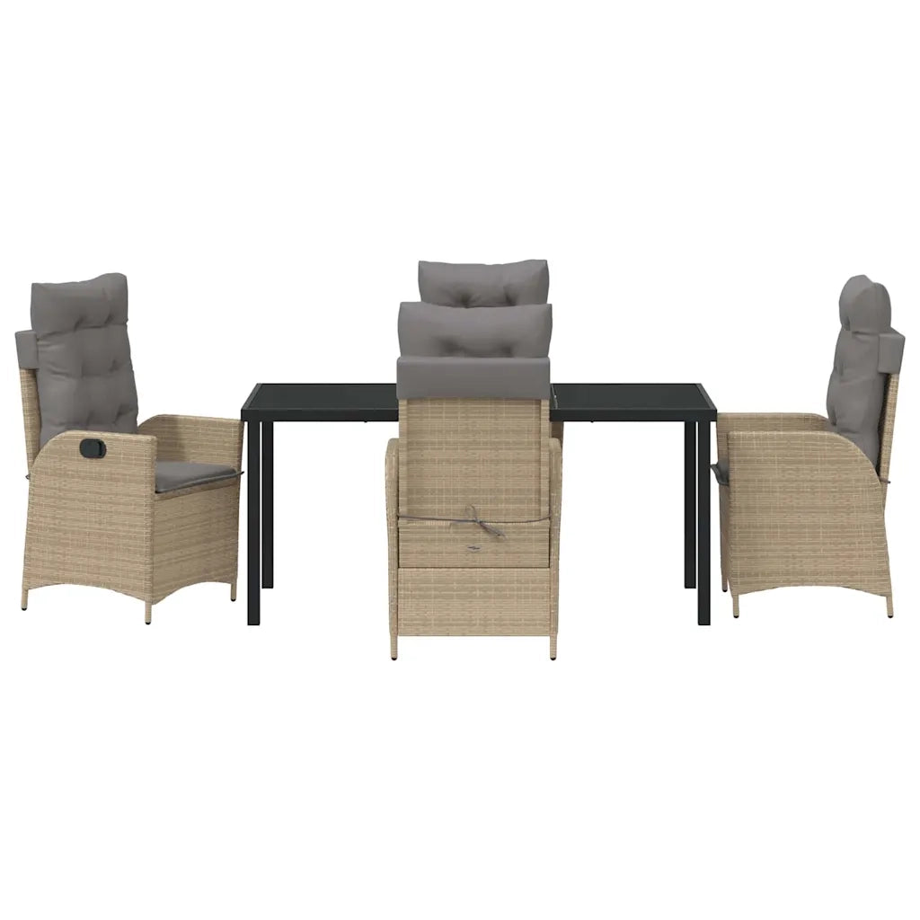 Set da Pranzo per Giardino con cuscino 5 pcs Beige polyrattan 3380515