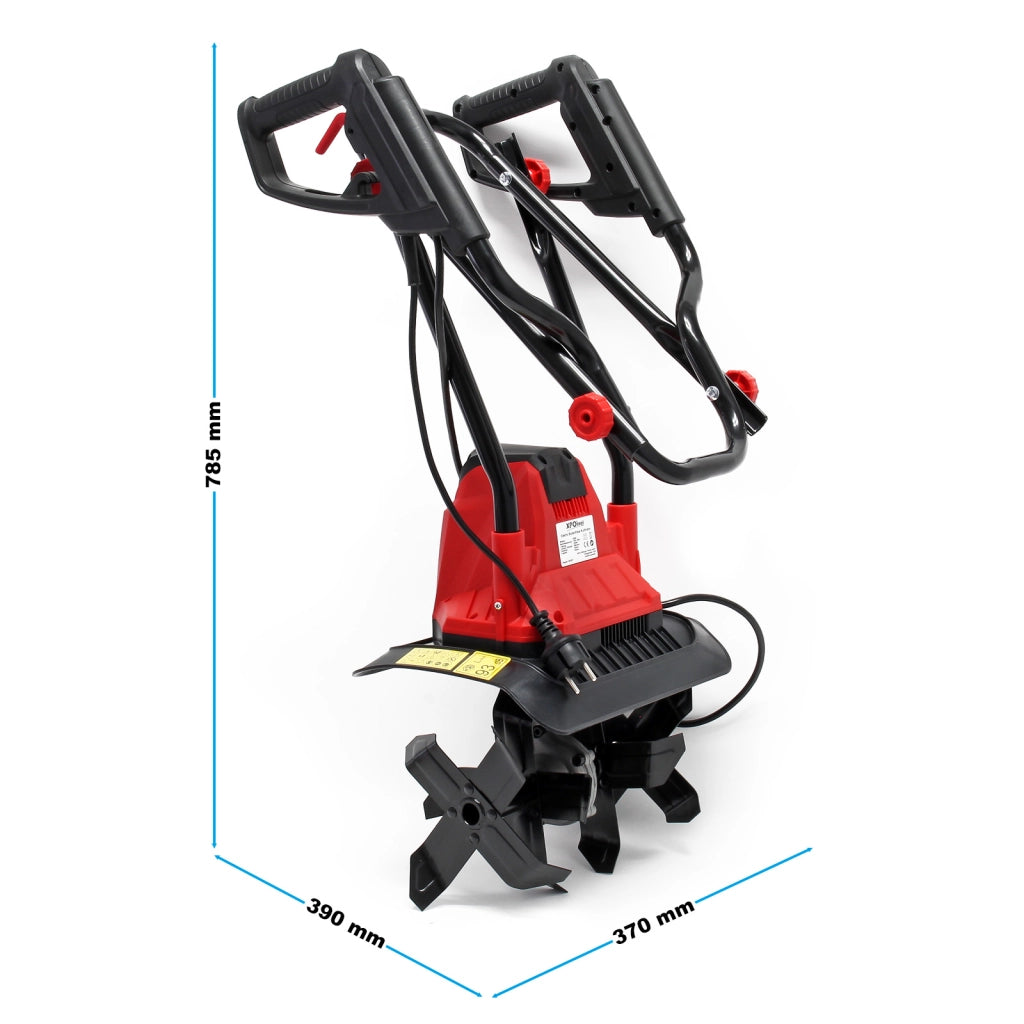 Motozappa elettrica 1050W 380 giri/min, 4 lame, profondità 220mm, Zappatrice elettrica