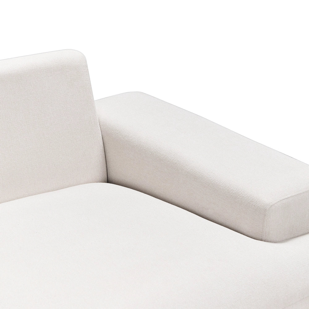 Divano angolare sinistro in tessuto Beige Tessuto Gambe in metallo 3 posti Stile minimalista
