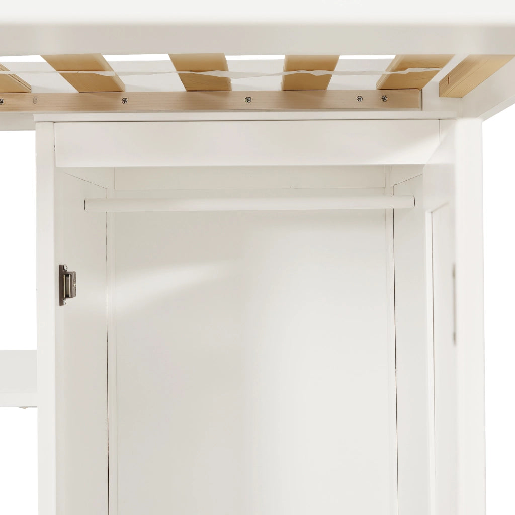 Letto a Castello 90 x 200 cm; 2 Posti; Tavolo; Armadio; Scaffali e Scala a 4 Gradini
