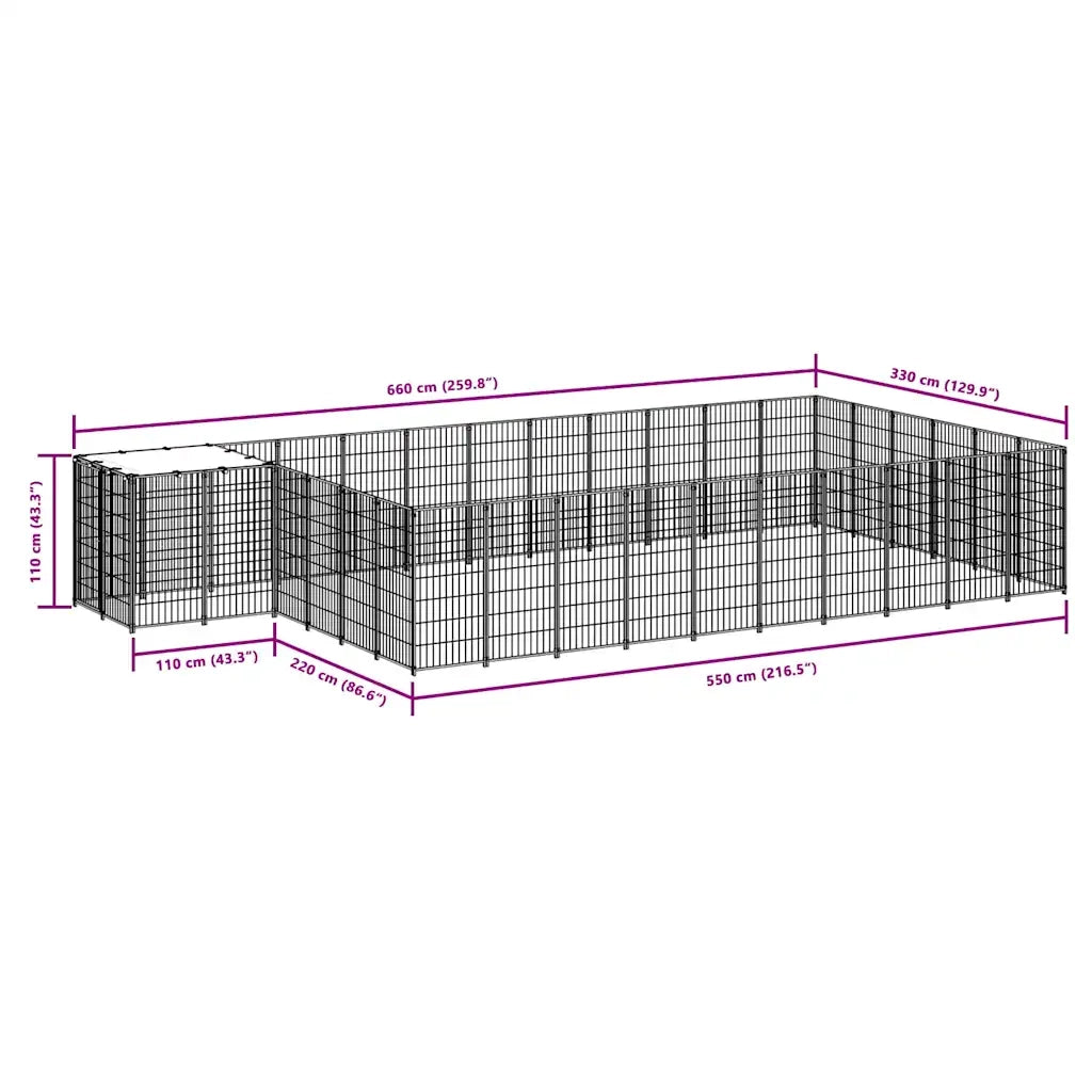 Gabbia per Cani Nera 19,36 mÂ² in Acciaio   cod mxl 52664