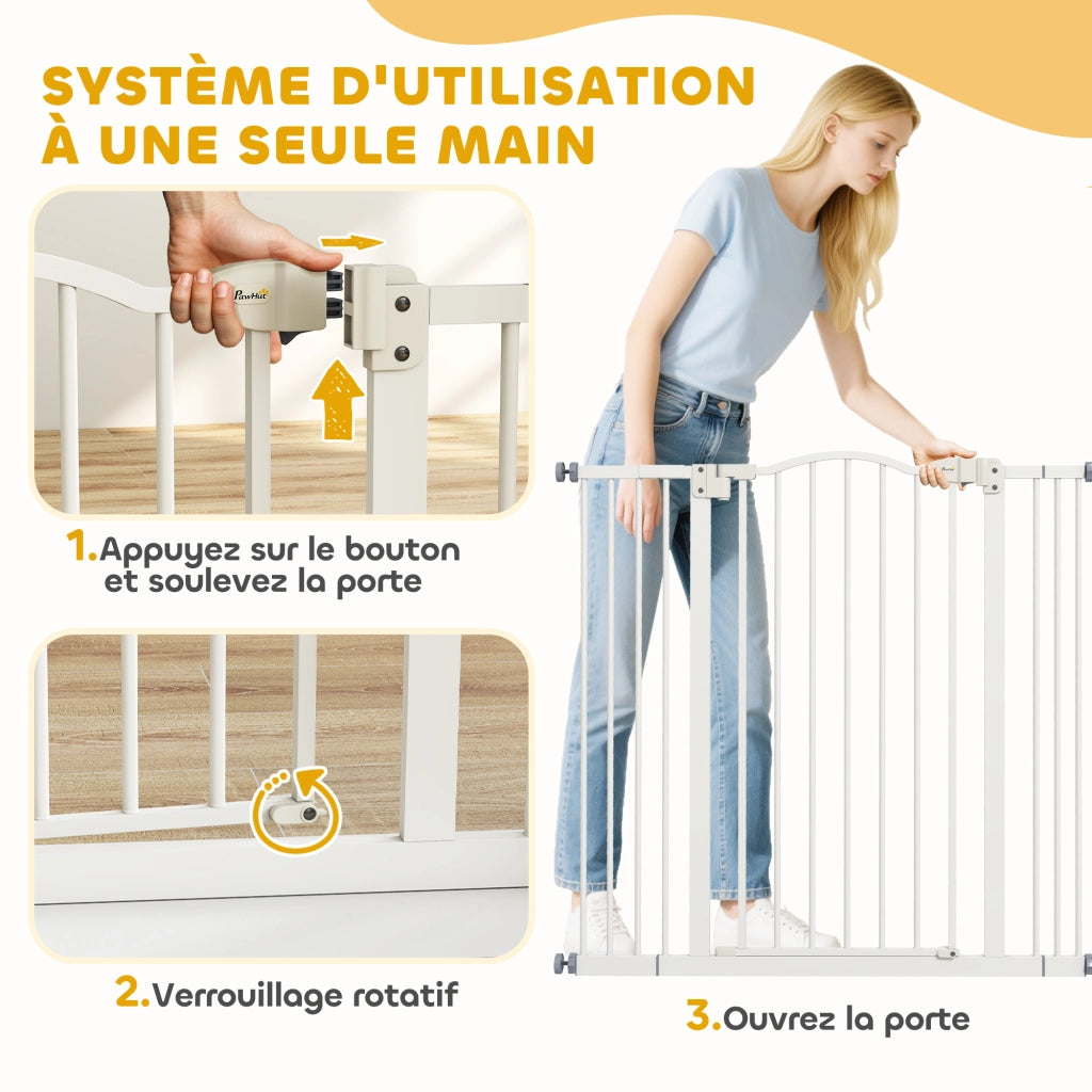 Cancelletto di Sicurezza per Cani Estensibile 74-100 cm ¨C Xylo ¨C Chiusura Automatica Bianco