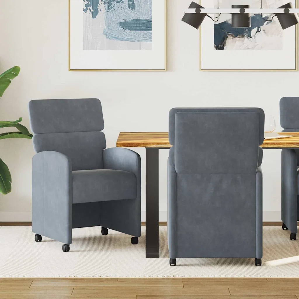 Sedie da Pranzo con Ruote 2 pcs Grigio scuro 58 x 65 x 98 cm 42017876
