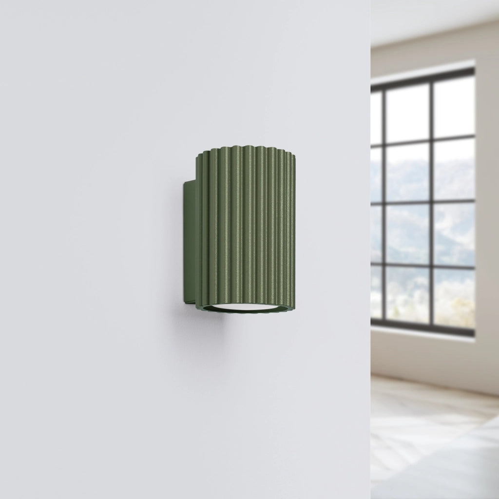 Applique moderna verde oliva tubo 10cm su/giù GU10 GRAVIO