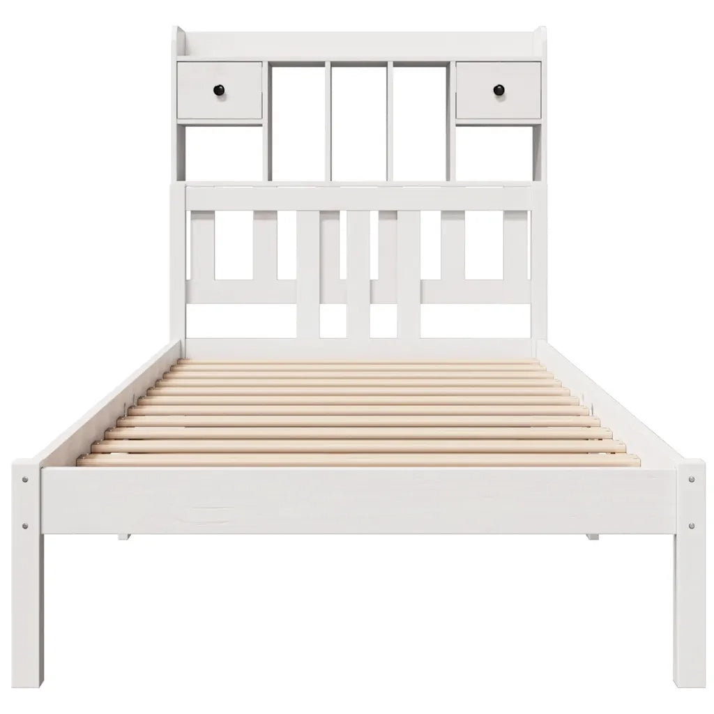 Letto Libreria senza Materasso Bianca 90x200 cm Legno di Pino 3322336