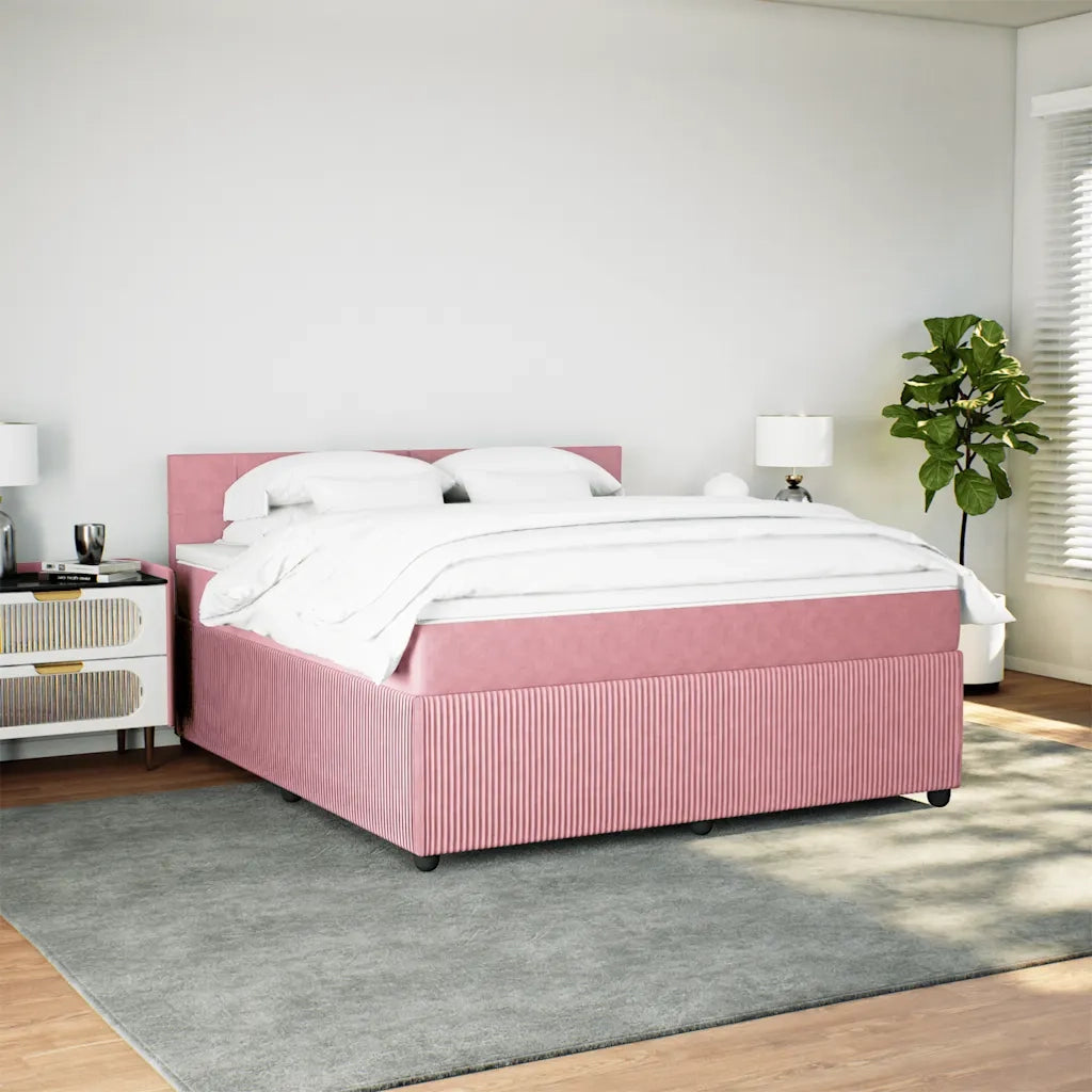 Giroletto a Molle con Materasso Rosa 180x200 cm in Velluto