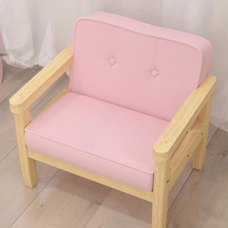 Poltroncina per bambini in legno e tessuto effetto corda, rosa, 3-8 anni