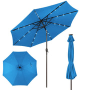 Ombrellone basculante 300 x 300 cm con 24 luci LED per patio e giardino stile contemporaneo poliestere blu 20_0013024