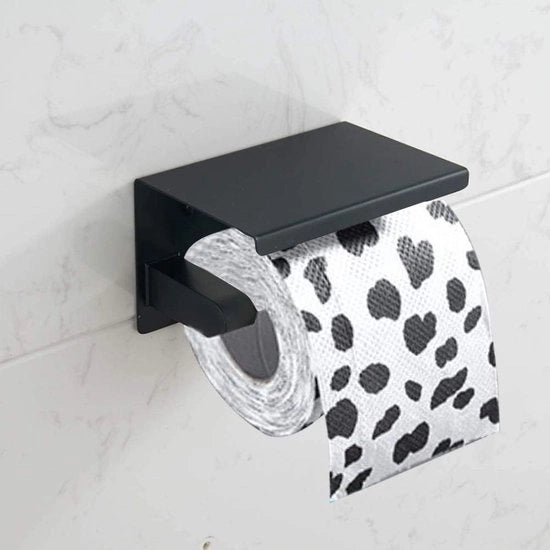 Sostegno per carta igienica con piastra 17 cm, supporto per asciugamani senza perforazione, adesivo, acciaio inossidabile SUS 304, sostegno per carta igienica, nero opaco, sostegno per carta igienica, per bagno, cucina