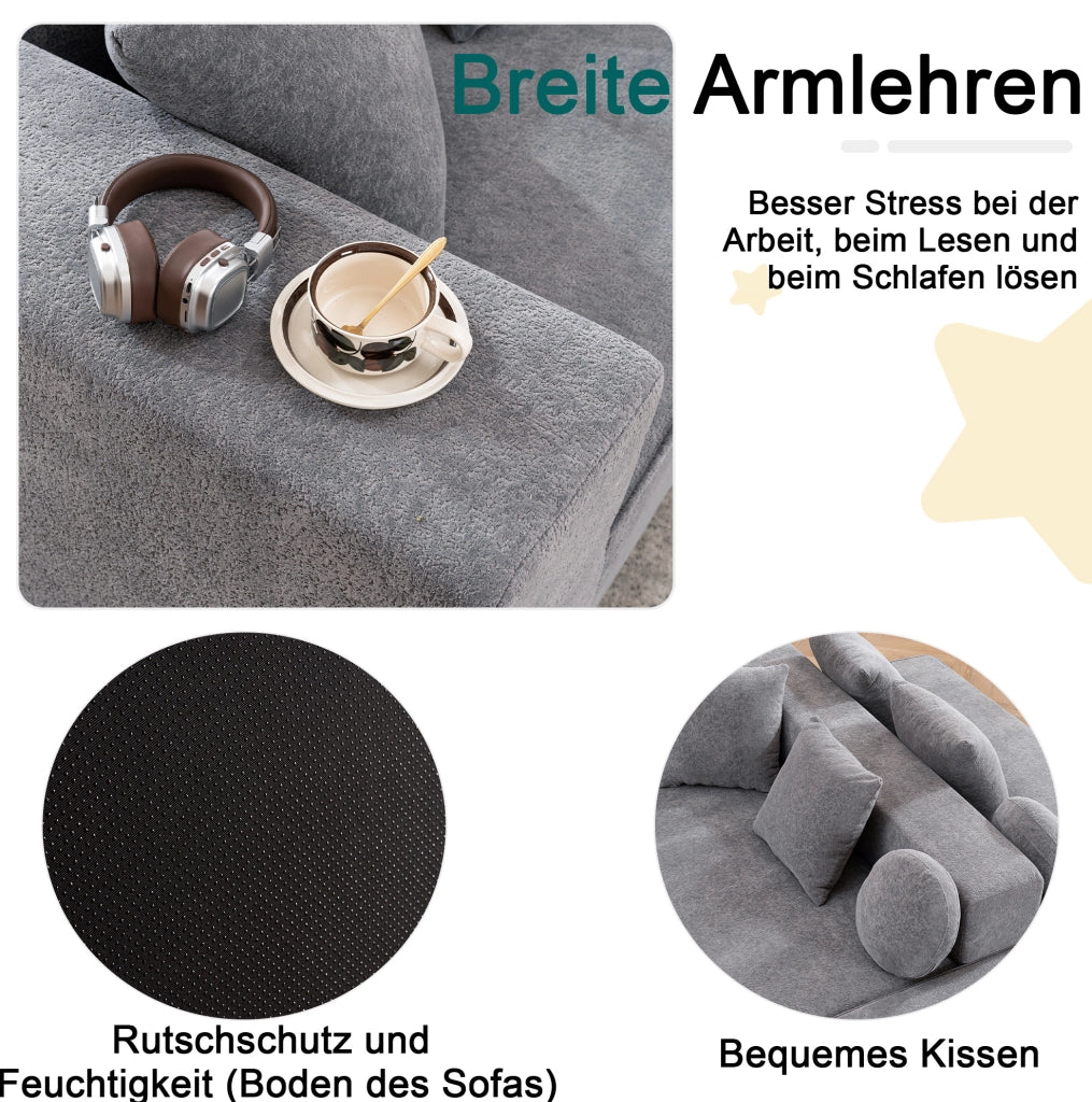DIVANO MODULARE LETTO in Chenille Grigio senza montaggio