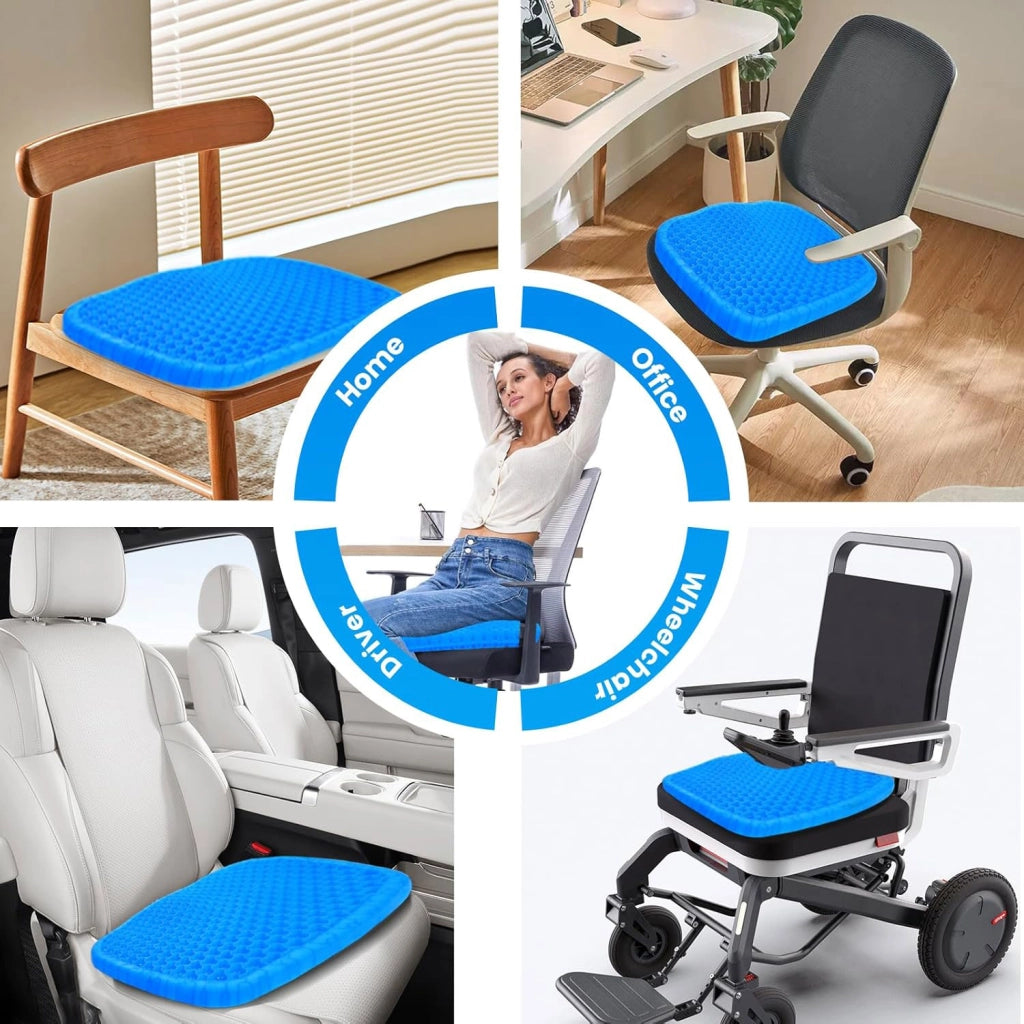 Set 3 Pezzi Cuscino Gel per Sedute Prolungate 37x30x4 cm Ergonomico