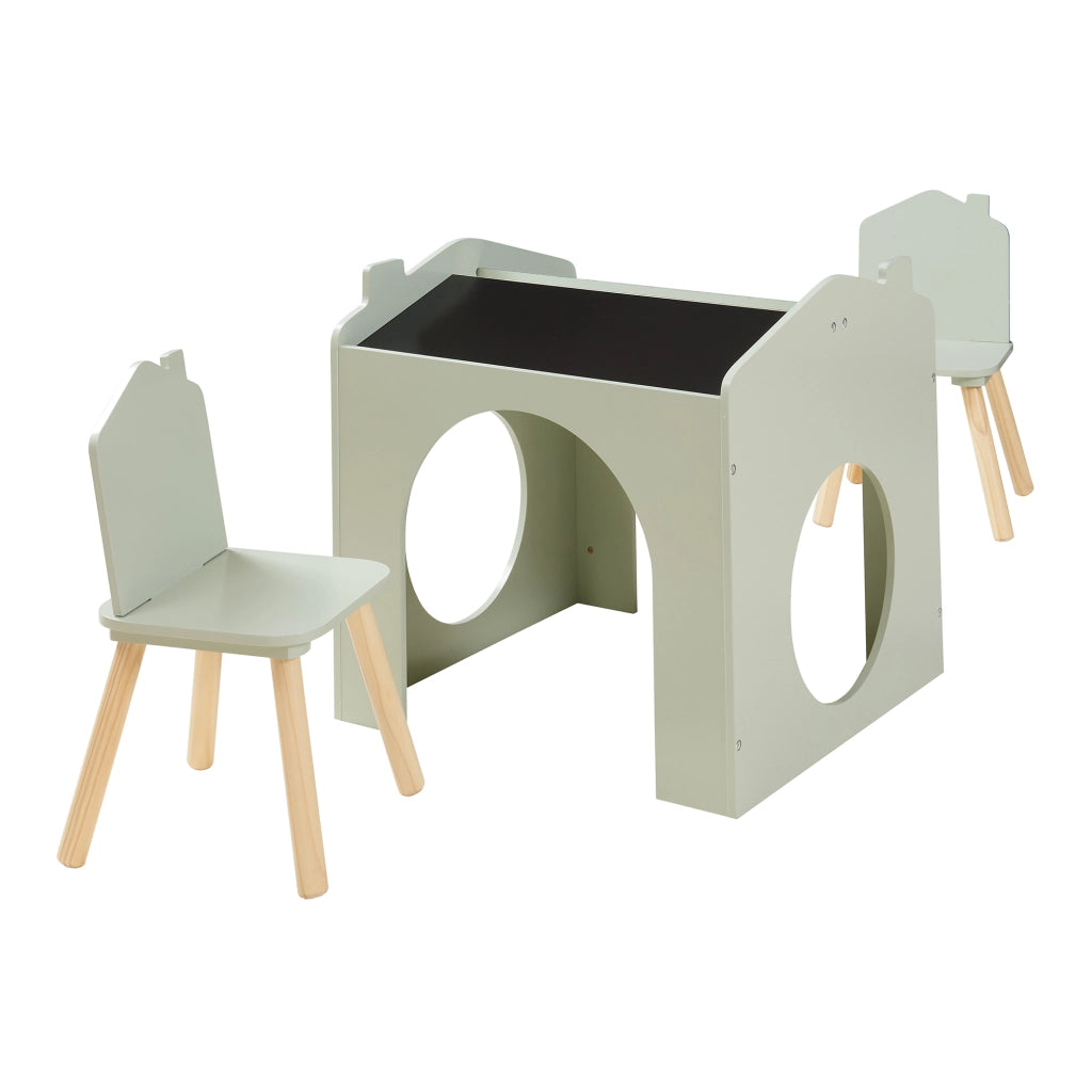 Set Romso Tavolo e Sedie per Bambini con Lavagne Mobili per Cameretta - Menta Verde [en.casa]