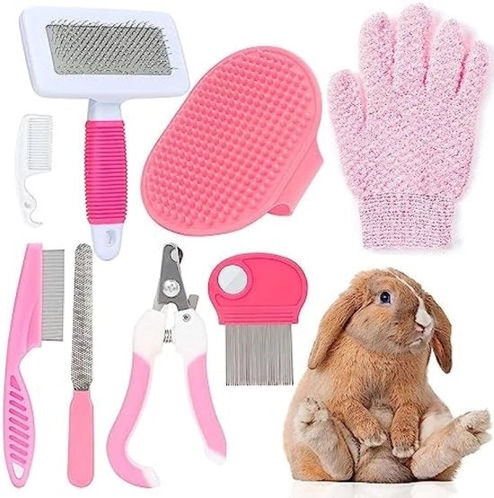 Kit di Cura per Piccoli Animali di Compagnia con Tagliacapelli e Spazzole