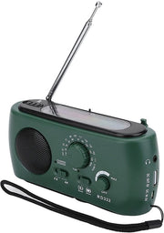 Radio di Emergenza con Caricatore Solare - Manuale - Powerbank - Avviso Meteorologico - Radio Portatile - 3-Luci LED - Lampada di Emergenza