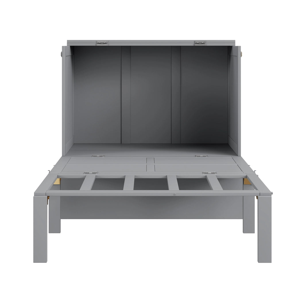 Letto a scomparsa verticale singolo 90×200 cm salvaspazio con rete; senza materasso; legno; grigio