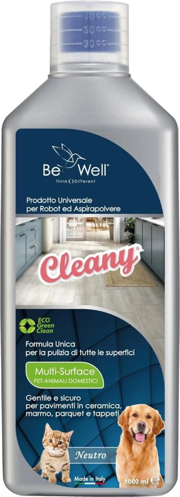 CLEANY Detergente Concentrato per Robot Lavapavimenti e Aspirazione con Igienizzante Multisurface 1000ml pulizia senza aloni e sostenibile Adatto a tutti i Robot (SENZA PROFUMO)