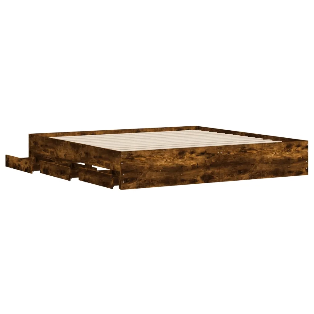 Giroletto con Cassetti Rovere Fumo 180x200 cm Legno Multistrato 3207256