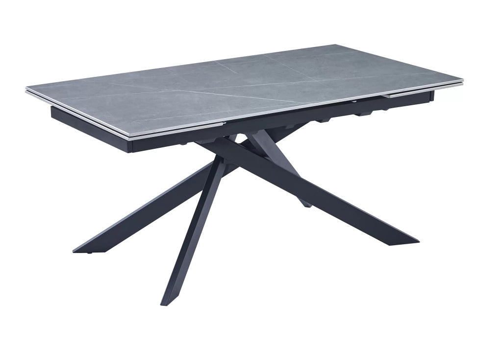 Mobili 2g - tavolo moderno allungabile piano pietra ardesia grigio chiaro 160x90x78 - Mobili 2G