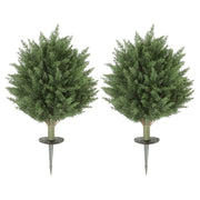 Set di 2 piante artificiali, cipresso artificiale resistente ai raggi UV con 387 foglie e paletto di supporto, ?40 x 60H cm, verde