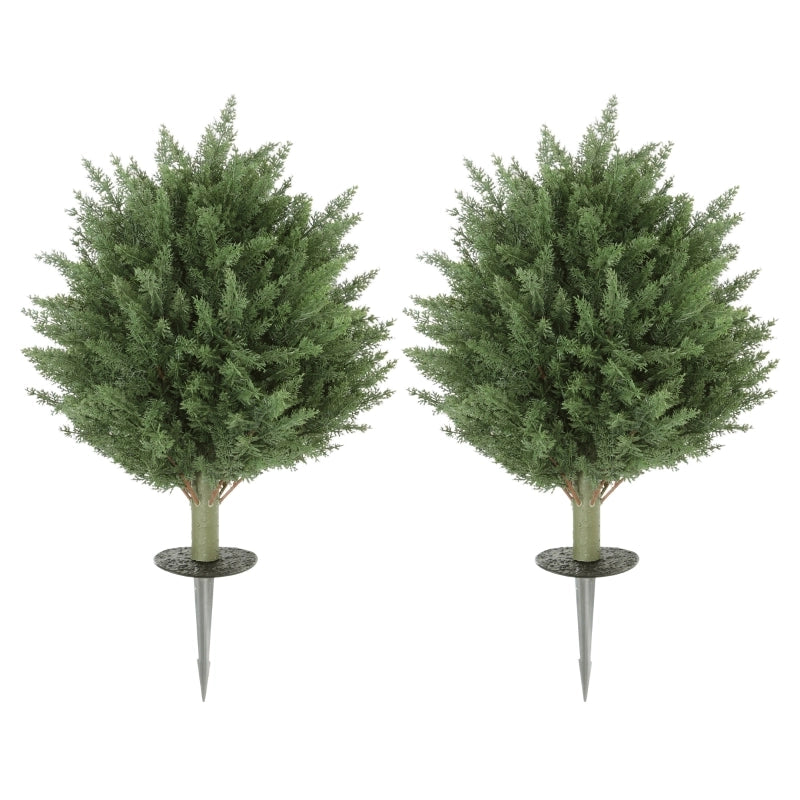 Set di 2 piante artificiali, cipresso artificiale resistente ai raggi UV con 387 foglie e paletto di supporto, ?40 x 60H cm, verde