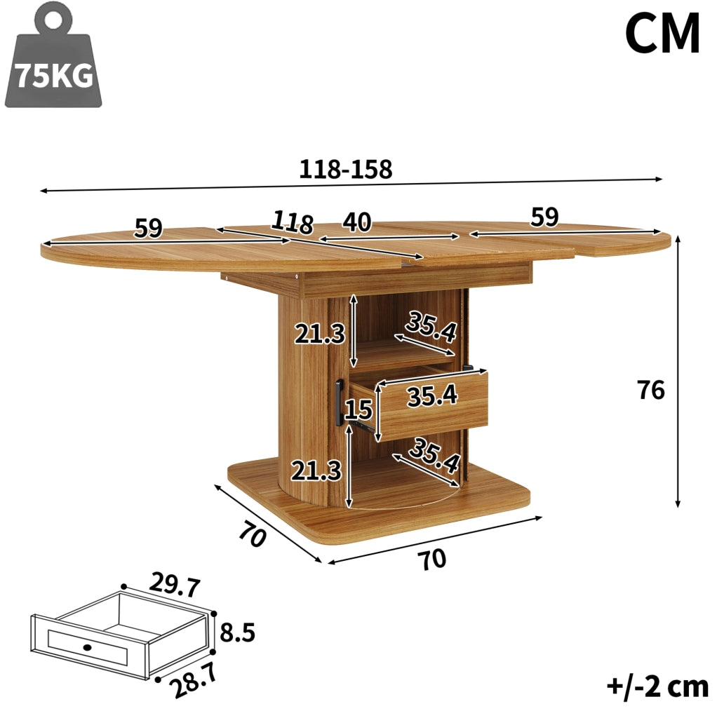 TAVOLO Allungabile 118-158 cm MDF Marrone scuro