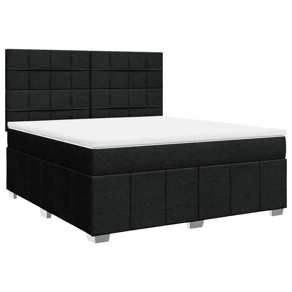 Giroletto a Molle con Materasso Nero 180x200 cm in Tessuto