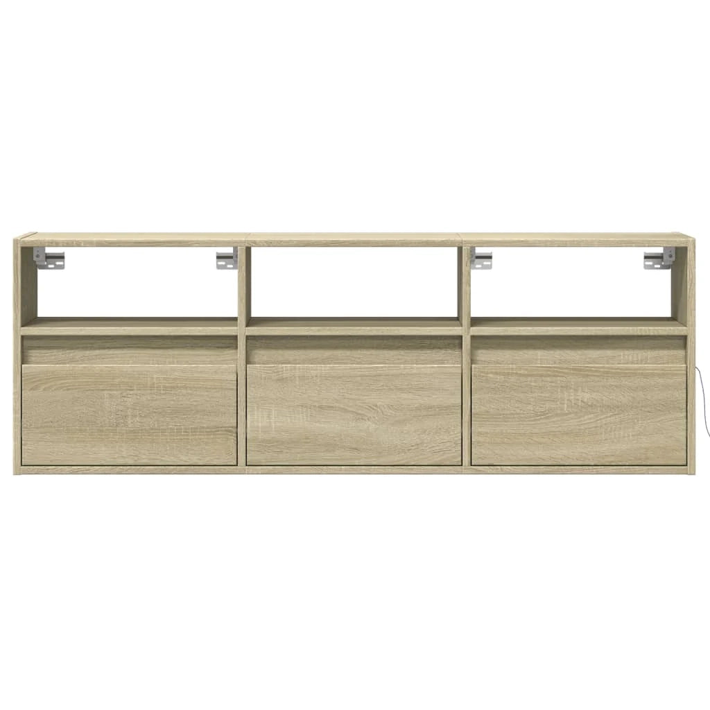 Mobile TV multimediale mensola TV credenza mobile TV sala da pranzo soggiorno camera da letto a parete con luci LED rovere Sonoma 130 x 31 x 45 cm marrone 02_0028006