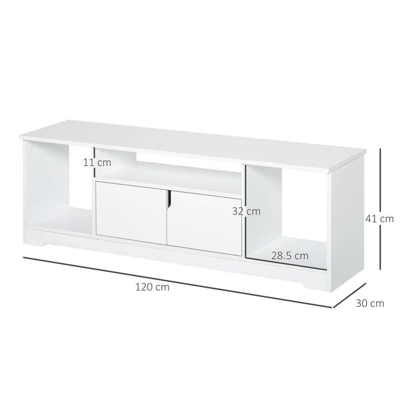 MOBILE PORTA TV FINO A 42" CON ARMADIETTO E RIPIANI APERTI IN LEGNO 120X30X41 CM