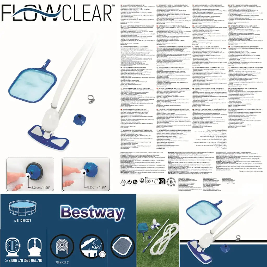 Bestway Kit per la Pulizia della Piscina Flowclear AquaClean 3202546