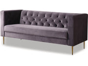 Divano fisso in velluto "Bruce" - 196 x 76 x 82 cm - 3 posti a sedere - Grigio
