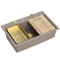 Lavello In Granito Marc 110 Workstation Beige Acciaio