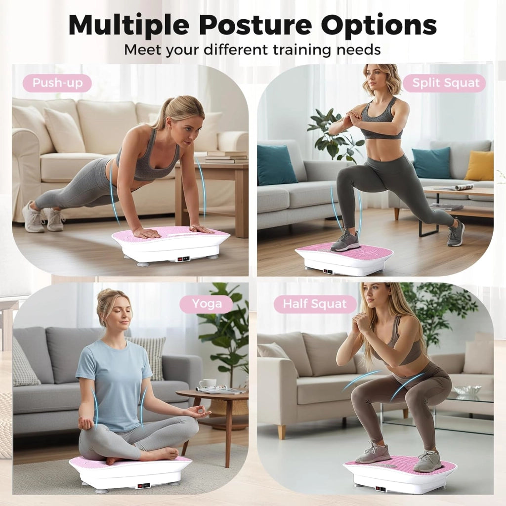 Pedana Vibrante Dimagrante con 10 Livelli di Intensità, Timer da 10 Minuti e Silenziosa Fitness, Pedana Fitness con Schermo e Telecomando per Allenamento Completo a Casa