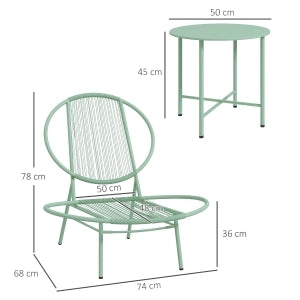 Set Bistrot 3 Pezzi da Giardino ¨C Xylo ¨C Tavolo e Sedie in Acciaio Verde per Balcone