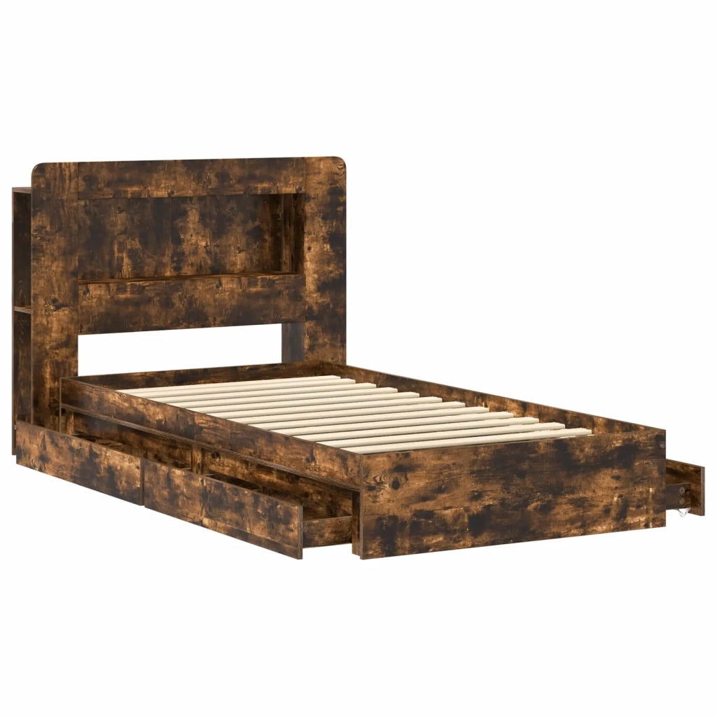 Telaio del letto con storage Rovere Fumo 75 x 190 cm