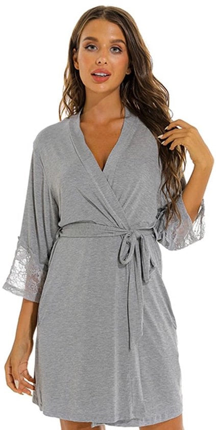 Badia da bagno per donna con tasche, camicia da bagno morbida per donna, kimono da camera in cotone per donna