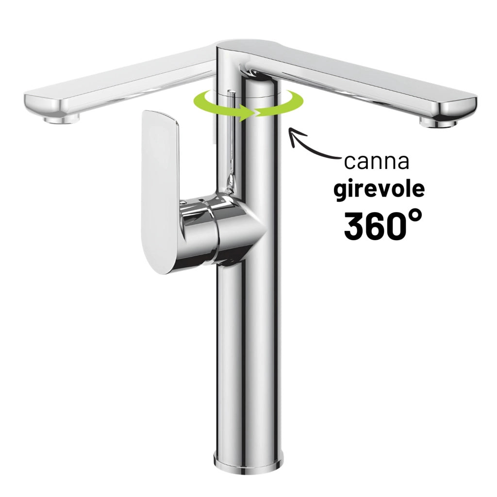 Miscelatore monocomando lavello cucina orientabile tunisi installazione rapida *** finitura- cromo lucido, confezione 1