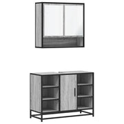 Set Mobili da Bagno | Armadio da bagno 2 pz Grigio Sonoma in Legno Multistrato