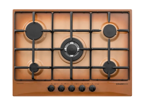 Glem gas gt755tf piano cottura da 70 cm terra di francia, comandi frontali, 5 fuochi