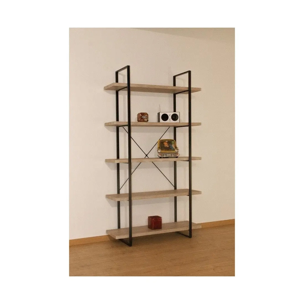 Scaffalatura industriale SHELVES – 5 ripiani – Legno e metallo – Design loft alla moda