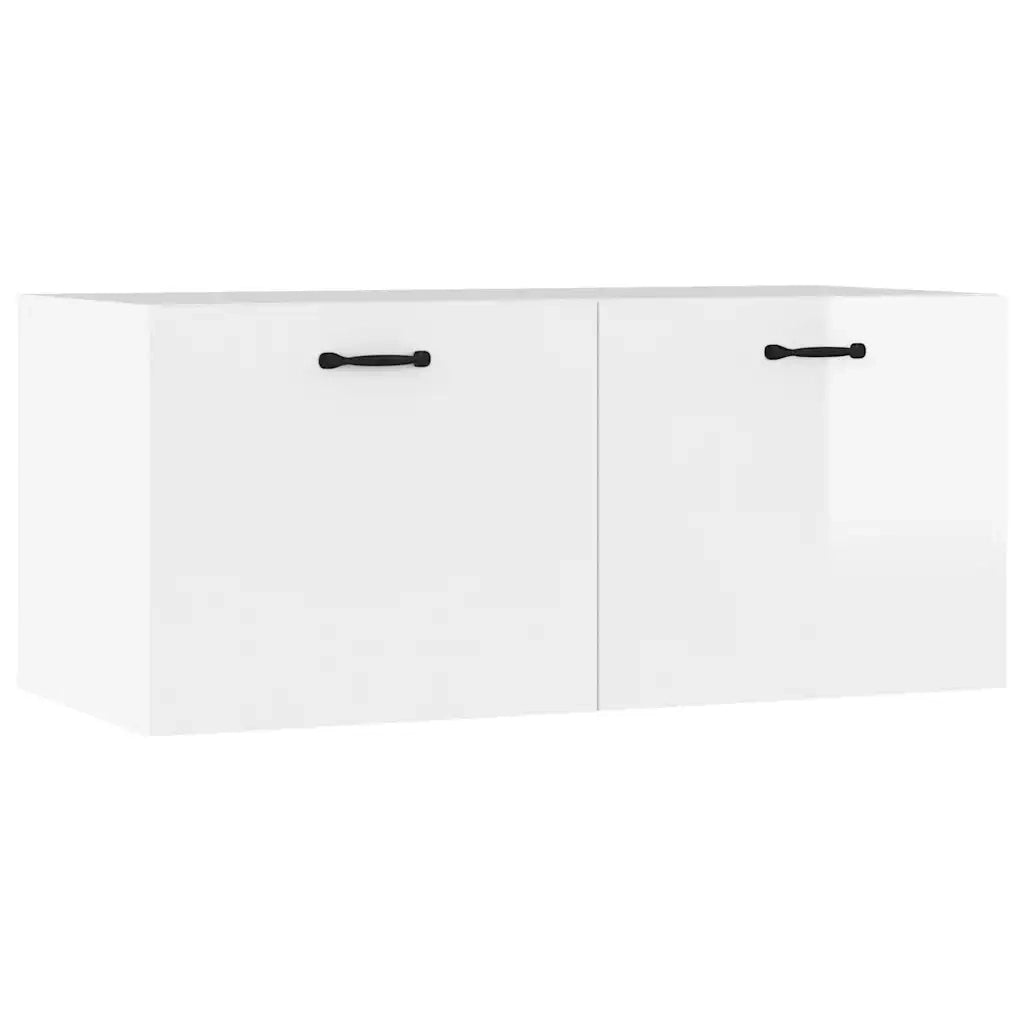 Armadietto a Muro Bianco Lucido 80x36x50 cm Legno Multistrato cod mxl 33013