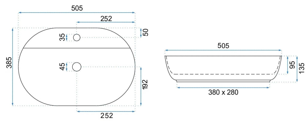 Lavabo Da Appoggio Rea Aura 51 Kashmir
