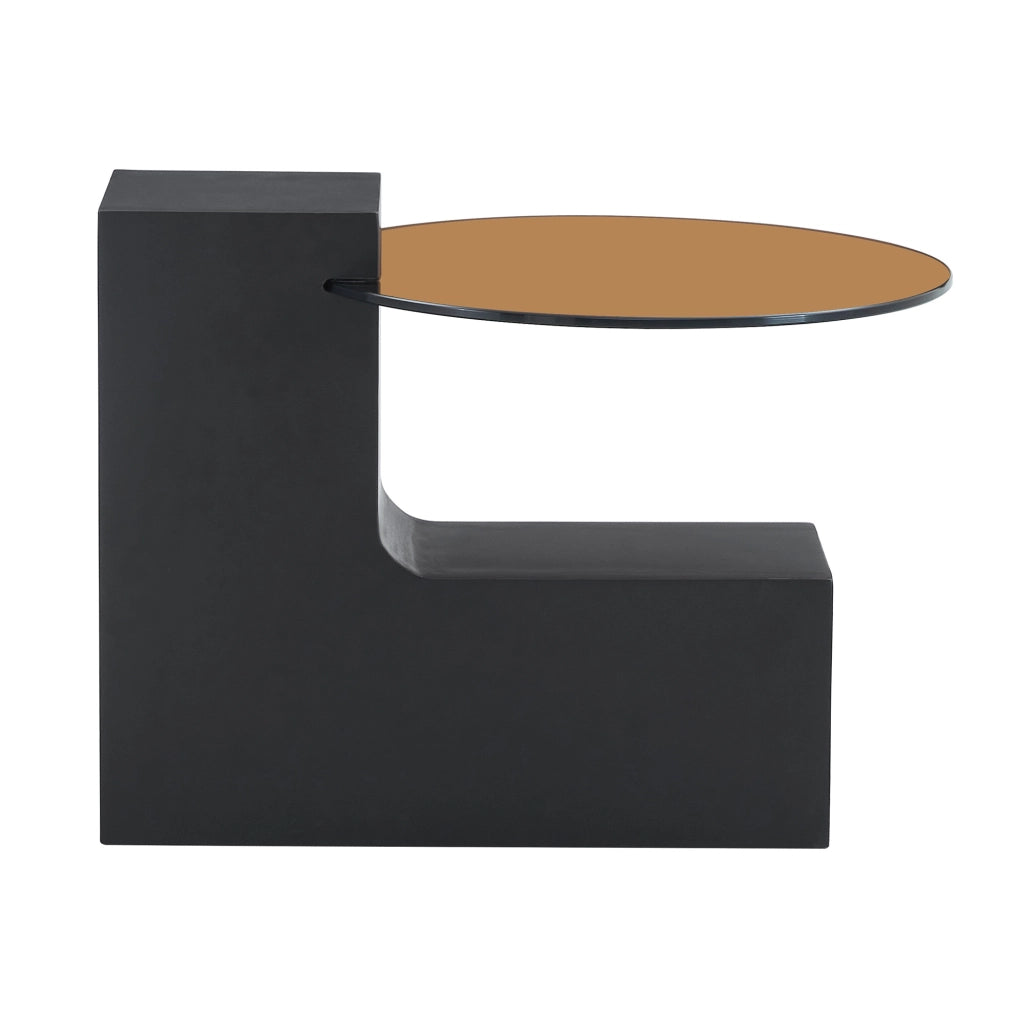 TAVOLINO DA SALOTTO Rotondo 2 piani 61 cm Vetro/MDF Nero-Legno Set 2 pezzi