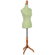 Manichino legno schiuma con tessuto verde 37.5x24x168 cm