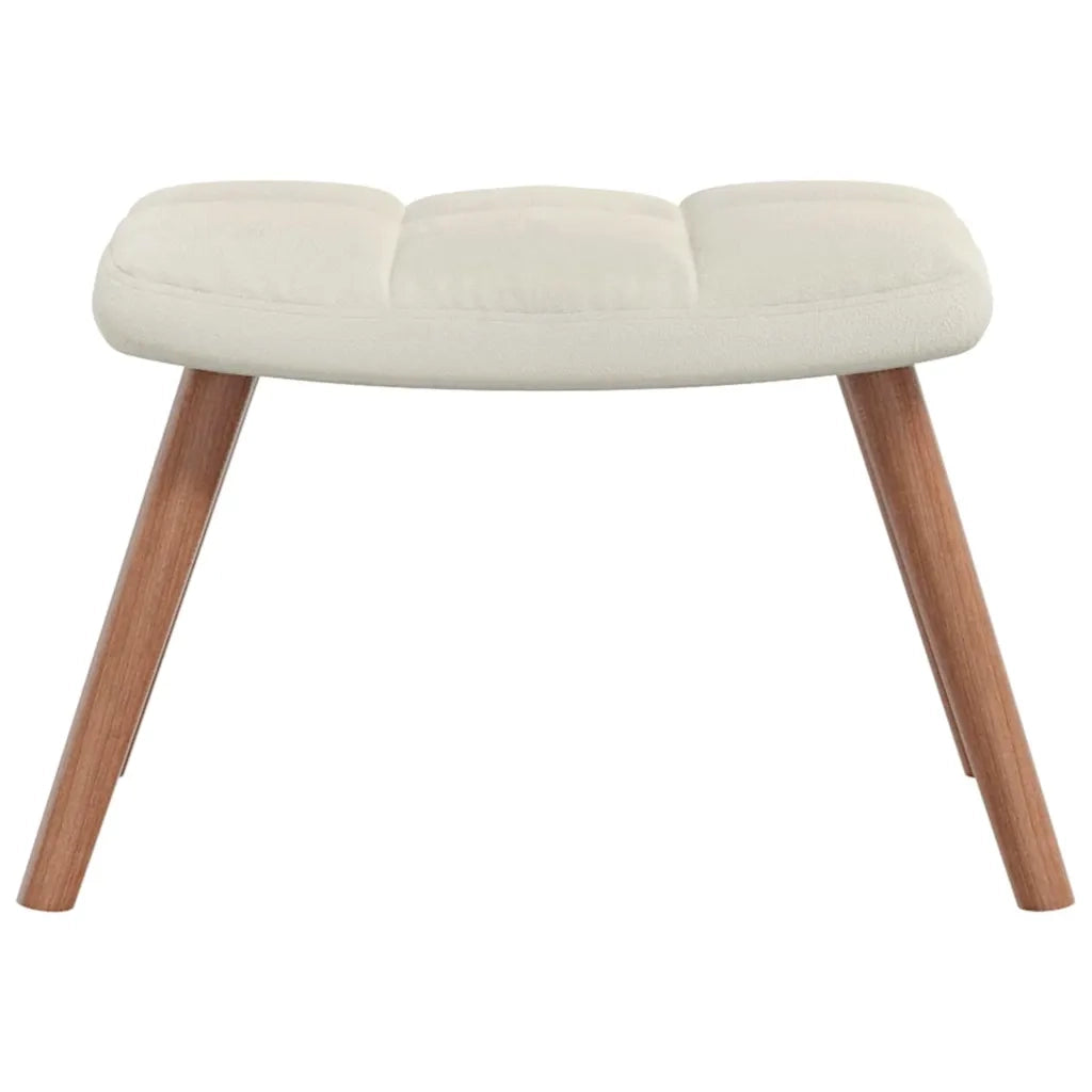 Divano Sedia-Poltrona Relax con Poggiapiedi Bianco Crema in Velluto 260321