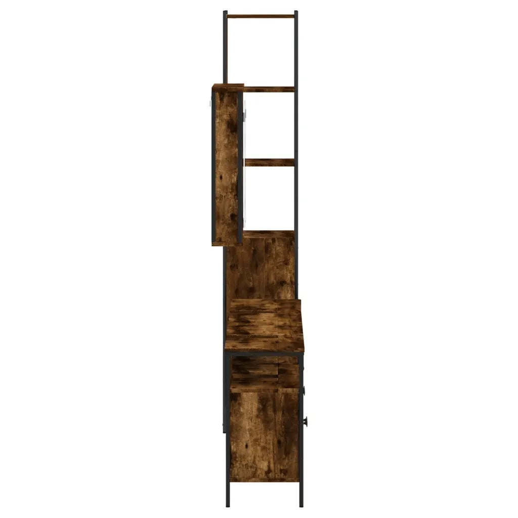 Set Mobili da Bagno 4 pz Rovere Fumo in Legno Multistrato 3214807