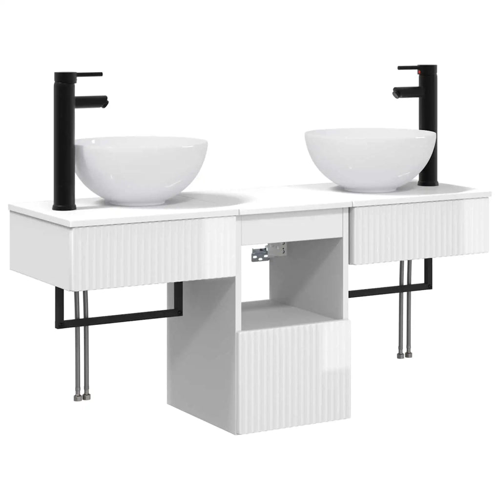 Set di mobili per il bagno 3 pz Bianco Lucido 3405591