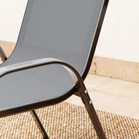 Set 3 Pezzi da Giardino 2 Sedie da Giardino 54x71x93 cm e Tavolino Rotondo Ø60x71 cm in Acciaio Grigio Scuro