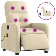 Poltrona Reclinabile Massaggiante | Sedia Relax Elettrica Crema in Tessuto