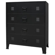 Credenza/mobiletto/consolle/mobile contenitore in metallo in stile industriale con cassetti 93 cm nero 4402223